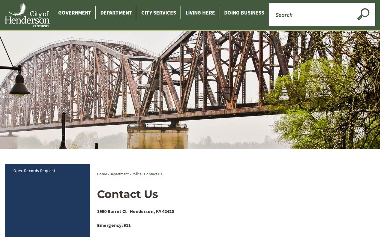 Henderson Police Department official contact and records page